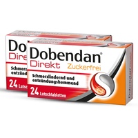 Doppelpack DOBENDAN Direkt Zuckerfrei Lutschtabletten bei starken Halsschmerzen & Schluckbeschwerden 2x 24 Tabletten