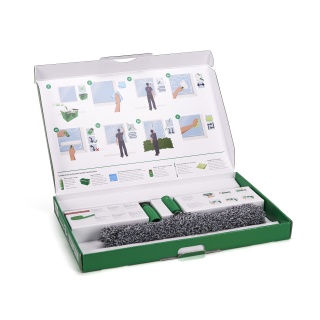 UNGER ErgoTec 2in1 Starter Glasreinigungs-Set, 2-teilig, Fensterreiniger Set für eine gründliche Fenster- und Glasreinigung, 1 Set = Fensterwischer & Einwascher