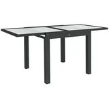 Outsunny Gartentisch ausziehbar Aluminium 160x80 cm Wetterfest Buffettisch mit Aluminiumrahmen, rutschfest Campingtisch für 4-6 Personen