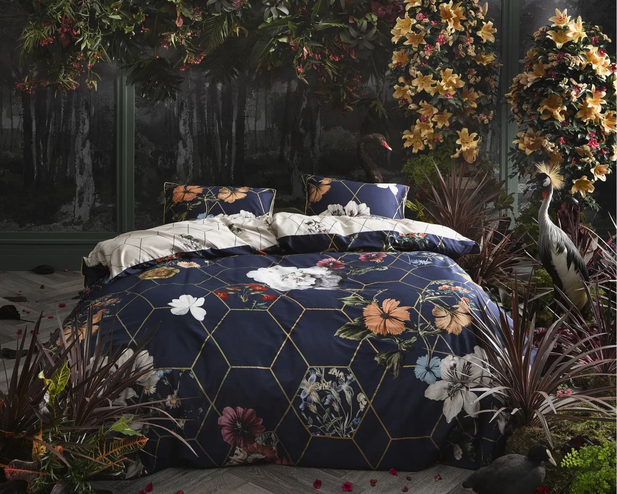 Essenza »Abigail« Satin Bettwäsche Dark Blue 135x200 cm / 80x80 cm