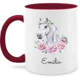 Tasse Tassen 325ml - Pferde - Pferdekopf Motiv mit Name personalisiert I Pferdemotiv I Pferd Name - 325 ml - Bordeauxrot - reitersachen pferden pferdemädchen glühweintassen