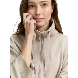 Tom Tailor "Boxy", Damen, Gr. XXL, soft taupe grau, Sweatware, Obermaterial: 51% Polyester, 42% Viskose, 7% Elasthan, unifarben, regular fit normal, ohne Ausschnitt, Bündchen, Sweatjacken Sweatjacke, mit Taschen