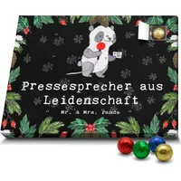 Mr. & Mrs. Panda Schoko Adventskalender Pressesprecher Leidenschaft - Schwarz - Geschenk, Schokoladen Adventskalender, Firma, Mitarbeiter, Dankeschön - Schwarz