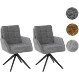 2er-Set Esszimmerstuhl HWC-Q36, Küchenstuhl drehbar Auto-Return, Stoff Chenille (680g/m2) Öko-Tex Metall MVG ~ grau