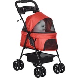 PawHut D00-127RD Haustier-Kinderwagen Rot