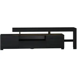 TV Lowboard Schwarz mit LED-Leuchten 9055