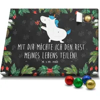 Mr. & Mrs. Panda Schoko Adventskalender Einhorn Blume - Schwarz - Geschenk, Freund, Partner, Unicorn, Einhörner, Einhorn Deko, Ehepaar, Pärchen, ... - Schwarz