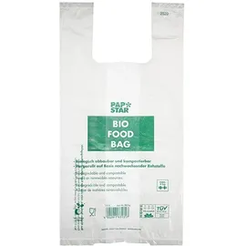 Papstar 100 Hemdchen-Tragetaschen, Bio-Folie transparent Knotenbeutel auf Rolle