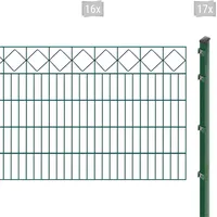 Arvotec Doppelstabmattenzaun "EXCLUSIVE 100 zum Einbetonieren "Karo" mit Zierleiste" Zaunelemente Zaunhöhe 100 cm, Zaunlänge 2 - 60 m Gr. H/L: 100cm x 32 m, Pfosten: 17 St., grün (dunkelgrün)