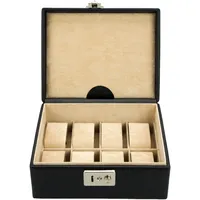 Windrose Uhrenbox Beluga für 8 Armbanduhren Leder beige/Schwarz
