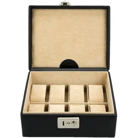 Windrose Uhrenbox Beluga für 8 Armbanduhren Leder beige/Schwarz