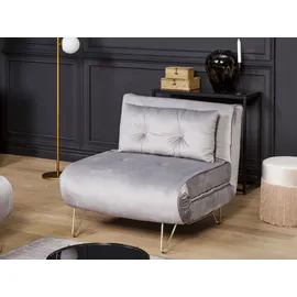 Beliani 1-Sitzer Schlafsofa Vestfold Samtstoff Grau