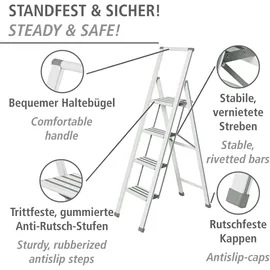 Wenko Alu-Design Klapptrittleiter 4 Stufen weiß