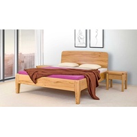 Natur24 Einzelbett Einzelbett Nicola 140x200 Metallfrei Kernbuche mit Kopfteil braun