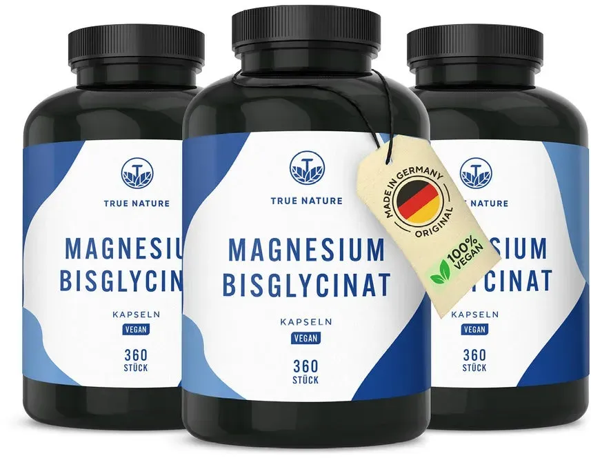 Magnesium Kapseln Vegan - Magnesium Bisglycinat, Made in DE 1080 St