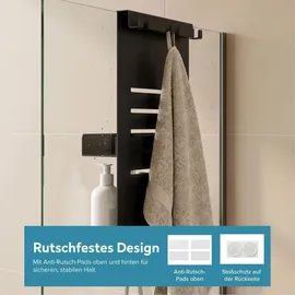 doporro Duschablage ohne Bohren, Duschregal ohne Bohren 2 Ebenen, Duschablage zum Hängen für Glasduschtüren, Duschkorb Sandschwarz, Oryne-01
