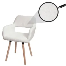 Mendler Esszimmerstuhl HWC-A50 II, Stuhl Küchenstuhl Polsterstuhl, Holz Stoff/Textil Bouclé (450g/m2) FSC® ~ creme