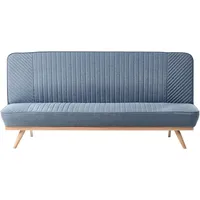 Beliani Schlafsofa Stoff 2-Sitzer Blau