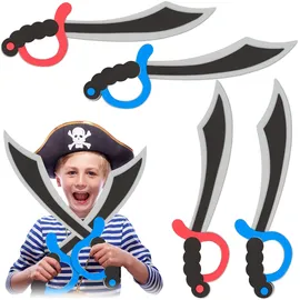 Relaxdays Piratensäbel 4er Set, Schaumstoff, Karneval, Fasching, Halloween, für Kinder, Piratenschwert, 41 cm lang, bunt