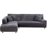 ele ELEOPTION Sofa Überwürfe elastische Stretch Sofabezug 2er Set 3 Sitzer für L Form Sofa inkl. 2 Stücke Kissenbezug (Grau)