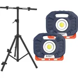 WS24 2x Akku LED-Baustrahler 2.500 Lumen (COB) 25 W inkl. Stativ