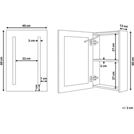 Beliani Cameron 40 cm weiß mit LED