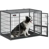 Feandrea Hundekäfig hochbelastbar, Gitterbox, transportabler Haustierkäfig, 107 x 70 x 75 cm, für mittelgroße, große Hunde, sicher, 2 abnehmbare Türen, Welpenauslauf, XL, grau PPD001G01