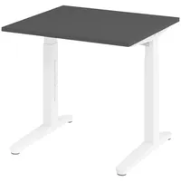 Bümö Schreibtisch Graphit, Weiß, Nachbildung, Quadratisch, 80x74x80 cm, FSC