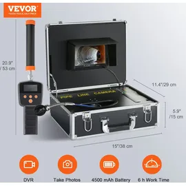 Vevor Kanalkamera 40 m 17,8 cm mit DVR-Funktion und 512-Hz-Ortung