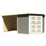 Karibu Gartenhaus Goldendorf 5 inkl. 220 cm Schleppdach,Seiten und Rückwand - 19 mm-242 x 246 cm- terragrau