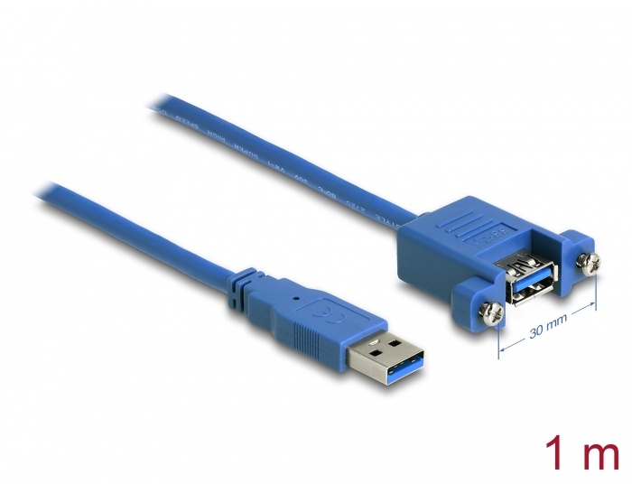 Delock Kabel USB 3.0 Typ-A Stecker > USB 3.0 Typ-A Buchse, 1m, zum Einbau