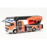 HERPA Modellauto Mercedes-Benz Atego Drehleiter mit Gerätekasten Feuerwehr Gersthofen, Miniatur im Maßstab 1:87, Sammlerstück, Made in Germany, Modell aus Kunststoff