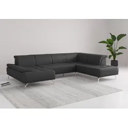 Wohnlandschaft PLACES OF STYLE "Caluna", schwarz, B:334cm H:81cm T:235cm, Sofas, Inkl.Sitztiefenverstellung