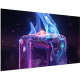 DEQORI Alu-Dibond Bild Silber 100x50 cm 'Frost und Flamme' Wandbild Metall dünn Design - Lila