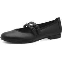 Jana Damen Ballerinas mit Riemen Vegan, Schwarz 38