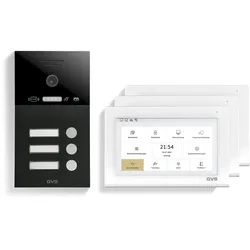 GVS - 3-Familienhaus IP Video Türsprechanlage AVS1368A - Mit 3x7 Zoll Monitor, App, HD-Kamera & Türöffner Funktion