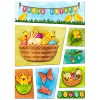 Trendaffe Frohe Ostern Kühlschrankmagnete 8er Set im Comic-Stil Osterhase
