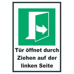 Tür öffnet durch Ziehen auf der linken Seite A1 (594x841mm) Schild