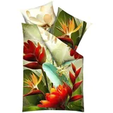 KAEPPEL Mako-Satin Bird of Paradise bunt 155 x 220 cm + 80 x 80 cm