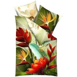 KAEPPEL Mako-Satin Bird of Paradise bunt 155 x 220 cm + 80 x 80 cm