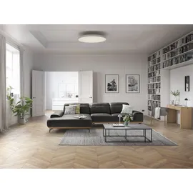 Musterring Wohnlandschaft MUSTERRING "MR 2490 Ecksofa mit erstklassigem Sitzkomfort, Long-Life-Leder", schwarz (anthrazit, s), B:342cm T:207cm, Sofas, Wohnlandschaft, Fuß Schwarz, Sitzhöhe 46cm, wahlweise mit Funktionen, Maße 342x207 cm