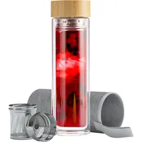 EAZY CASE Teeflasche aus Glas mit Bambus Deckel, Teesieb