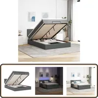 Ottomane Bett Mit Matratze & Leds Dunkelgrau 140x190 Cm Stoff - Vidaxl