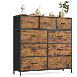 Songmics Sideboard mit 9 Stoffschubladen vintagebraun/tintenschwarz