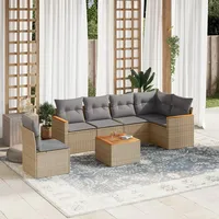 Gecheer 7-TLG. Gartenlounge Set, Balkonlounge Set, Terrassensofa, Loungemöbel Polyrattan, Polyrattan Gartenmöbel, Garten Sofa Set, Kissen