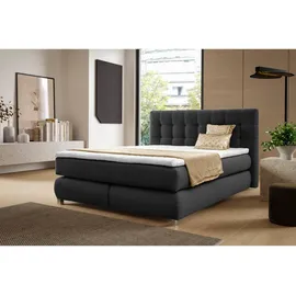 an furniture store AN-Moebel 4u Boxspringbett, Schwarz, Textil, H3, 220x200 cm, Schlafzimmer, Betten, Boxspringbetten