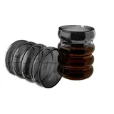 Mulex 4er Set Wave-Style Trinkgläser-Set in Schwarz Kaffeegläser Getränkebecher - 300 ml