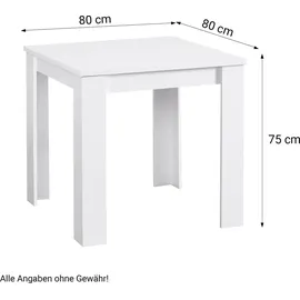 Homestyle4u Küchentisch 80 x 80 cm weiß