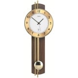 Pendeluhr AMS 5266 / 1 Wanduhr mit Pendel Funk , Holzrückwand Nussbaum furniert , Messingstäbe