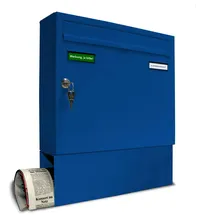 AL Briefkastensysteme Basic Wandbriefkasten RAL 5010 Enzian Blau inkl. Zeitungsfach